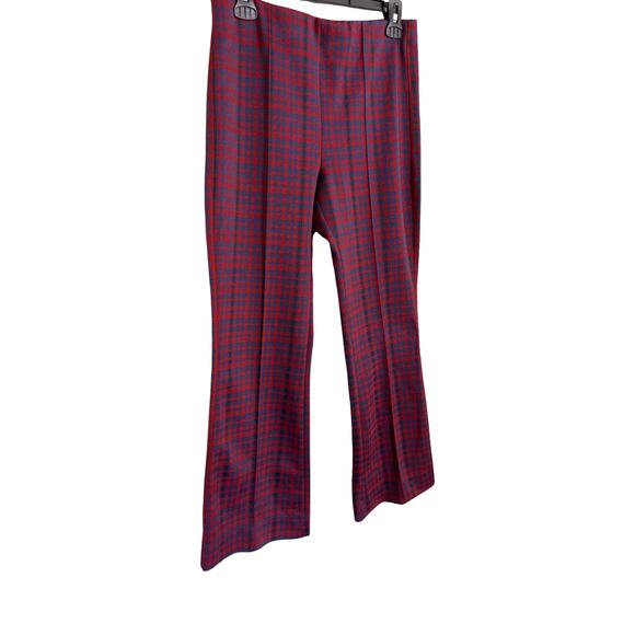 Maeve by Anthropologie Red Blue Plaid Pull On Flare Pants Women’s Size S Trouser - Picture 4 of 6